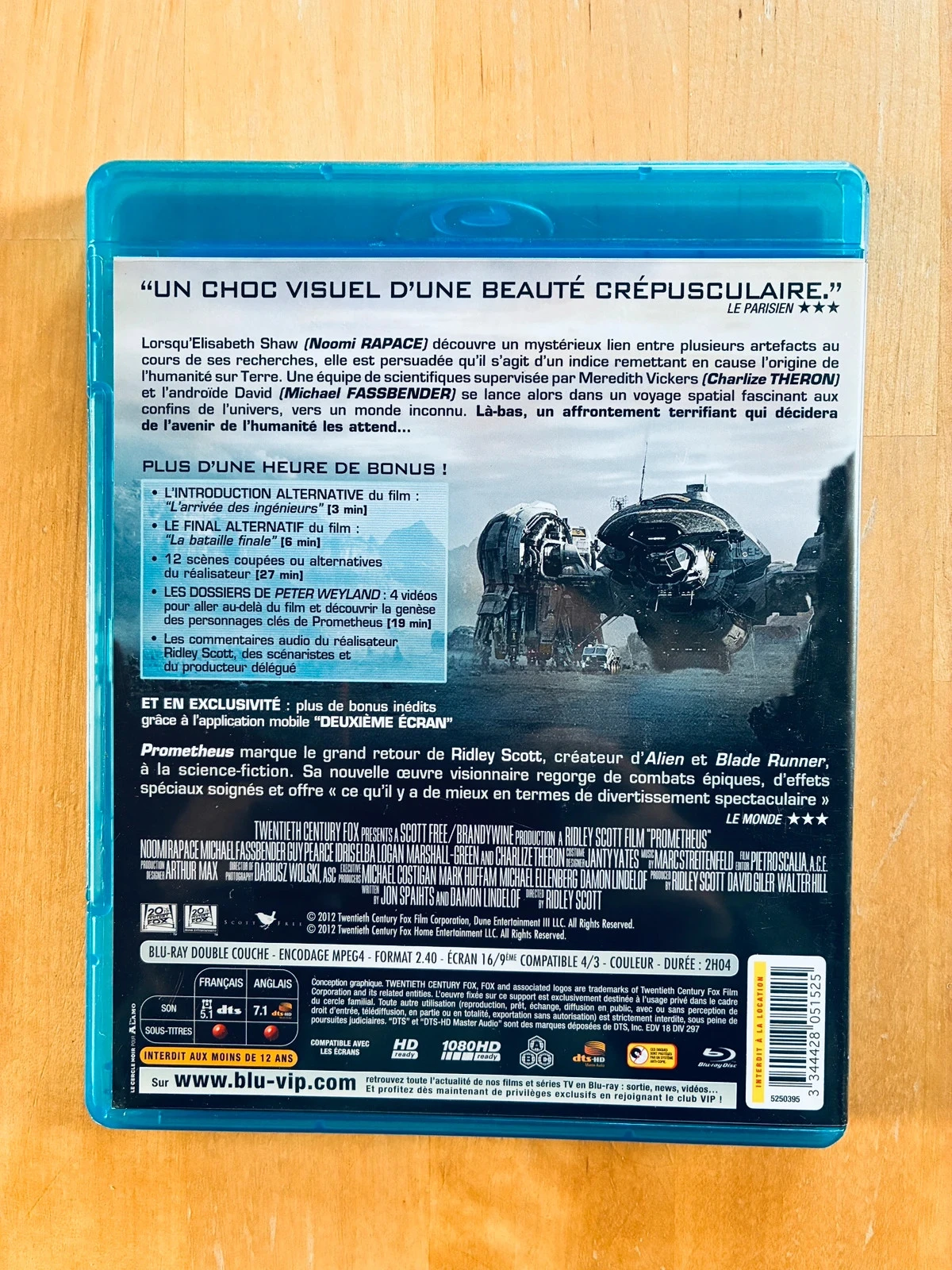 Blu-ray Prometheus de Ridley Scott. – photo 3